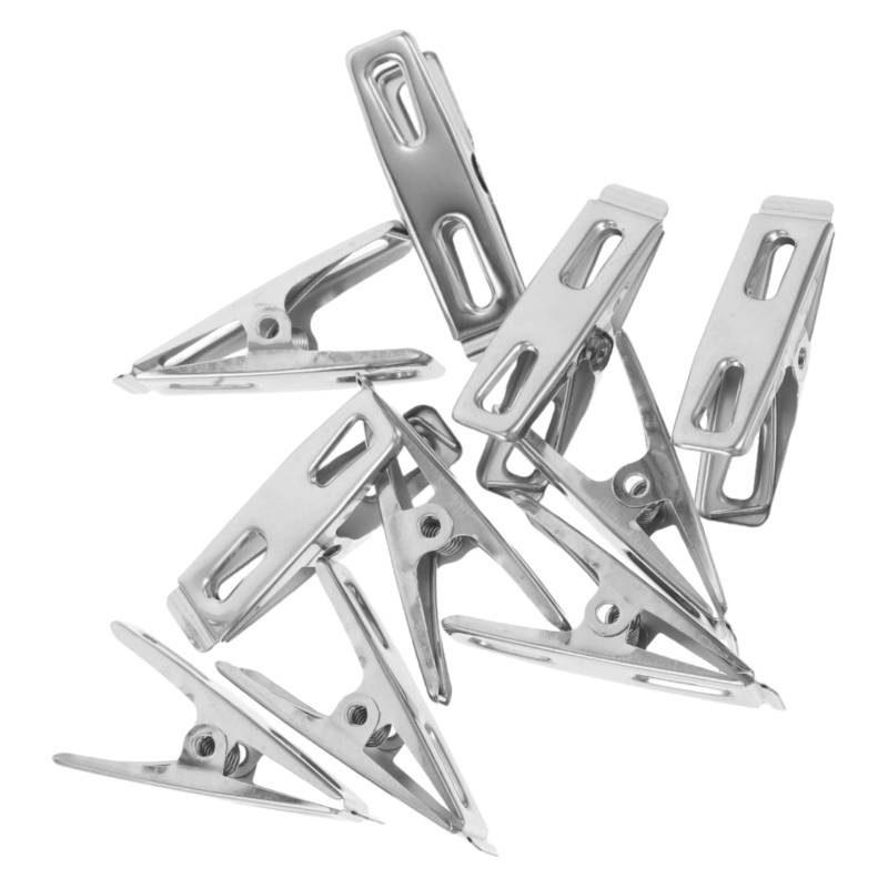 BUGUUYO 10St Edelstahlclip universelle Wäscheklammern Stoffclip -Kleidung Pin-Kleidung Kleiderbügelclips für Babykleidung Wäscheklammern zum Aufhängen von Kleidung Rostfreier Stahl Silver von BUGUUYO