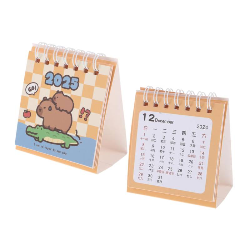 BUGUUYO 2 Stück 2025 Desktop-Kalender Einfacher Notizblock Kleiner Neujahrskalender to Do Liste Kalender Tischkalender Mini Flip-Desk-Kalender Coil-notizblock-Kalender Bürobedarf Papier von BUGUUYO