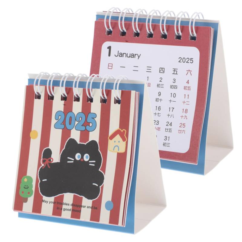 BUGUUYO 2 Stück 2025 Tischkalender Adventskalender Für Kinder Adventskalender Mini Tischkalender Kleiner Tischkalender Niedlicher Tischkalender Mini Aufstellkalender Niedlicher von BUGUUYO