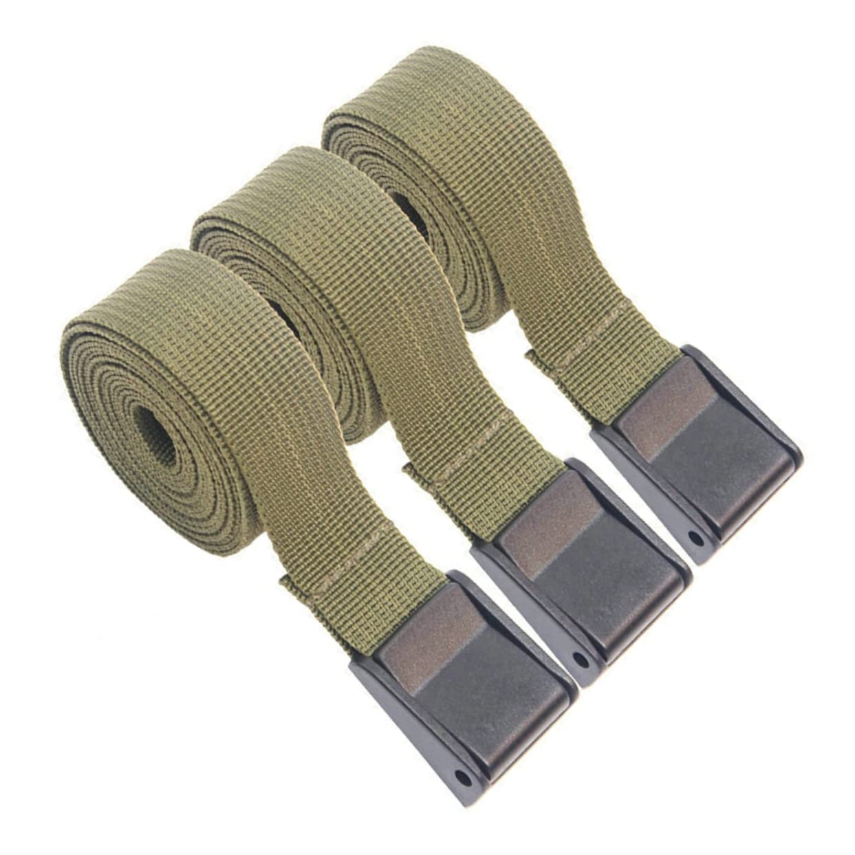 BUGUUYO 3St Gepäckband Gurte mit Schnallen Ladungsgurte Krawatte mit Nockenschnalle Mini-Ratschengurte Ladungssicherungsgurt Spanngurte Zurrgurt Cargo-Festgurt PP-Gurtband Olive Green von BUGUUYO