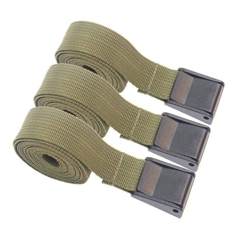 BUGUUYO 3St Gepäckband Zelt zubehör zeltzubehör Campingbefestigungsgurt Rucksackzubehör robuste Leine Cargo-Schnallenriemen Ratsche Spanngurte Ladungssicherungsgurt PP-Gurtband Olive Green von BUGUUYO