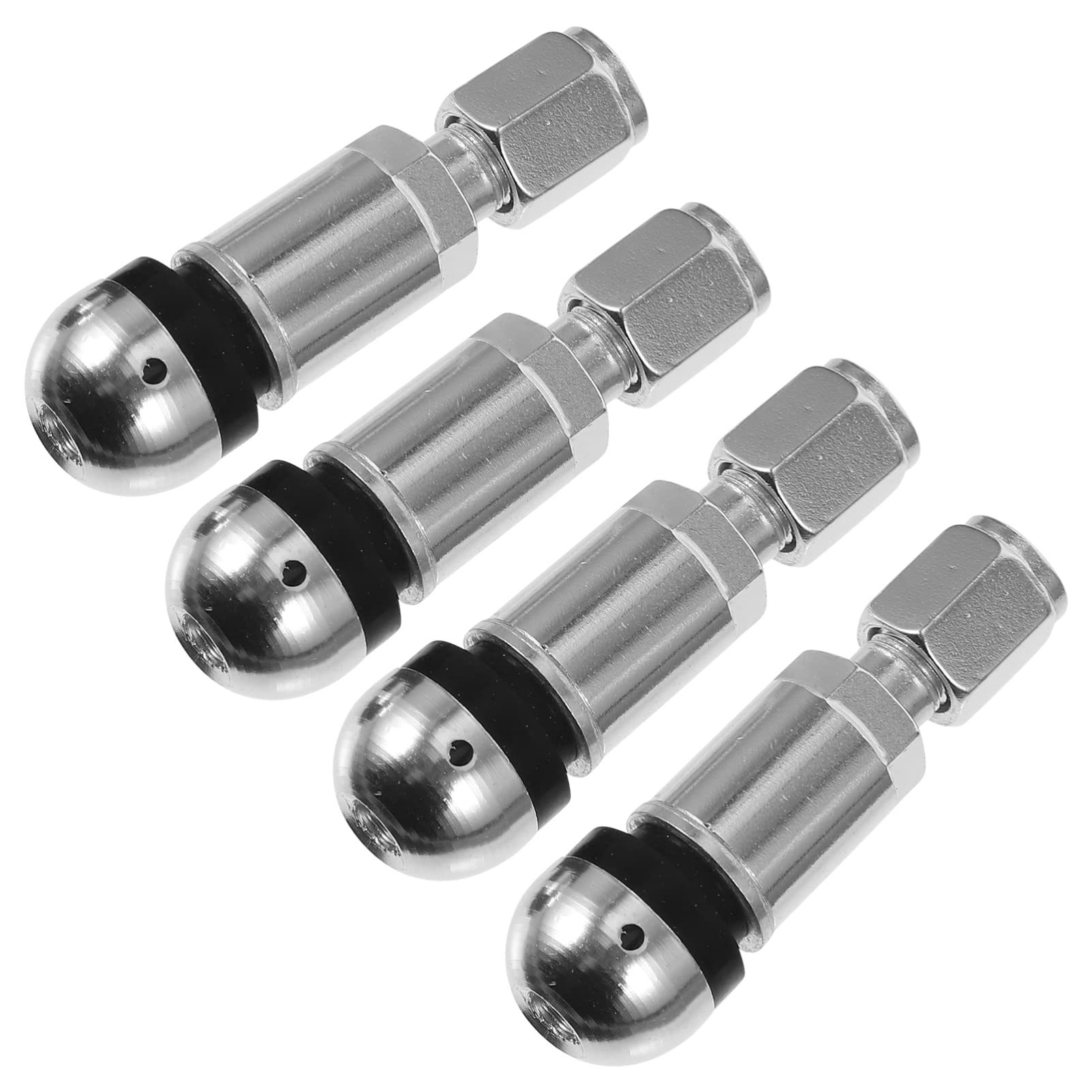 BUGUUYO 4 Stück Ventil motorradzubehör Motorroller zubehör pkw zubehör Valve caps car Accessories schlauchlos Auto tragbar Reifenstamm Radstamm Stängel Kappen Aluminiumlegierung Silver von BUGUUYO