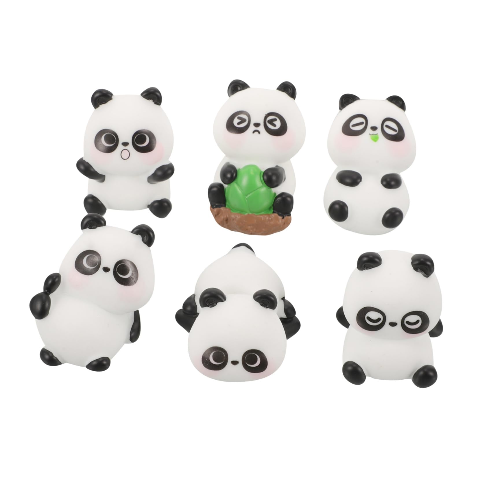 BUGUUYO 6 Stück Panda-Auto-Ornament Mini-Panda-Puppe Auto -armaturenbrettdekorationen Niedliche Armaturenbrettdekorationen Panda-kuchenaufsatz Panda-skulptur Mini-Panda-Figuren Harz Weiß von BUGUUYO