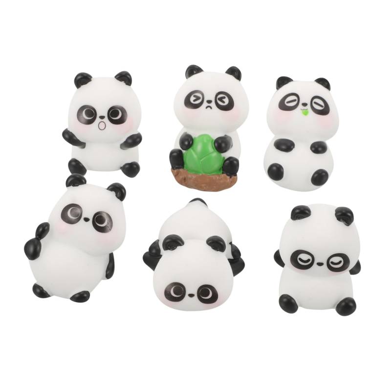 BUGUUYO 6 Stück Panda-auto-ornament Mini-panda-puppe Auto -armaturenbrettdekorationen Niedliche Armaturenbrettdekorationen Panda-kuchenaufsatz Panda-skulptur Mini-panda-figuren Harz Weiß von BUGUUYO