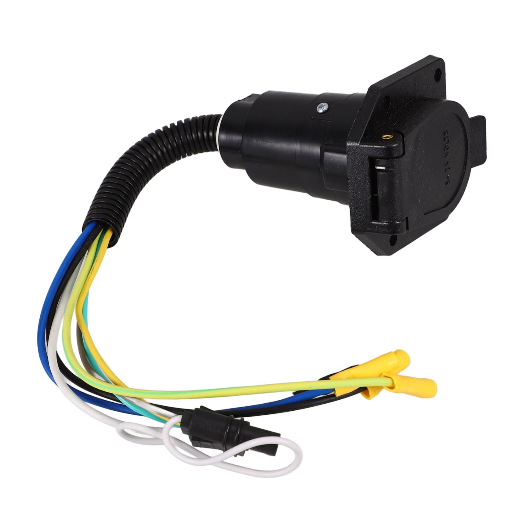 BUGUUYO 7 Poliger RV Anhänger Lichtanschluss Stecker Mit Kabel Elektrischer Anhängeradapter Für Einfache Verbindung 7 Pin Trailer Verdrahtungsharness Inkl Montagehalterung von BUGUUYO