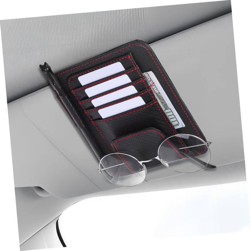 BUGUUYO Aufbewahrungsclip für Sonnenblende Auto-Visier-Organizer Auto-Sonnenblenden-Organizer-Clip LKW-Visier-Organizer Registrierungsinhaber Abdeckung der Sonnenblende PU-Leder Black von BUGUUYO