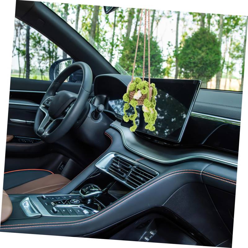 BUGUUYO Handgefertigter Sonnenblumen Hängetopf Für Auto Rückspiegel Crochet Pflanzen Stilvolles Interieur Zubehör Für Fahrzeuge Ideal Für Liebhaber Von Pflanzen Und Natürlichem von BUGUUYO