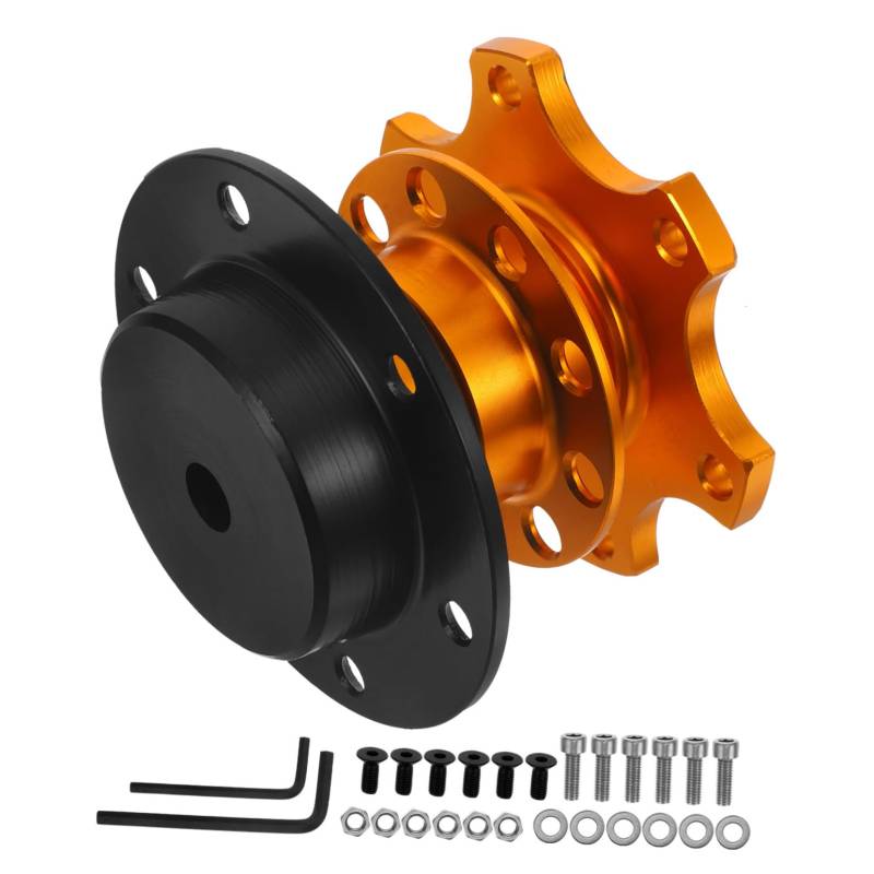 BUGUUYO Nabenadapter Lenkradadapter Schnellverschluss-lenkradvorrichtung Schnellspann-lenkradsatz Lenkrad-schnellspanner-adapter Lenkrad-demontageadapter Golden Legierung von BUGUUYO