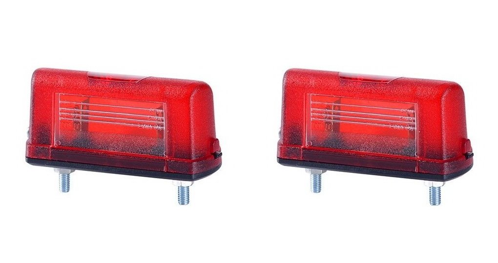 BUL BARS 2 x Kennzeichenleuchte 12V 24V mit E-Prüfzeichen Nummernschildleuchte Kennzeichenbeleuchtung Kennzeichen Auto Rück Hinten Rot LKW PKW KFZ Set Birne von BUL BARS