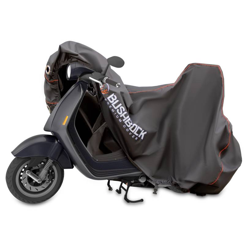 BUSHBOCK® Premium Abdeckplane für Motorräder/Motorroller mit Topcase - Kein Aufreißen mehr! - wasserdichte Abdeckhaube - Motorradplane von BUSHBOCK Premium Cover