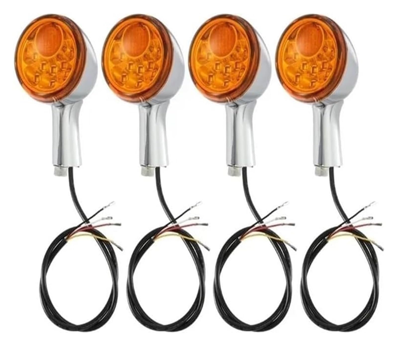 BUTUFYTR Blinkerleuchten Für H&arley Für Spo&rtster XL883 XL1200 1992-2024 Blinkerlicht 2/4-teilige Motorrad-Blinker-Kontrollleuchte(4pcs Chrome Shell) von BUTUFYTR