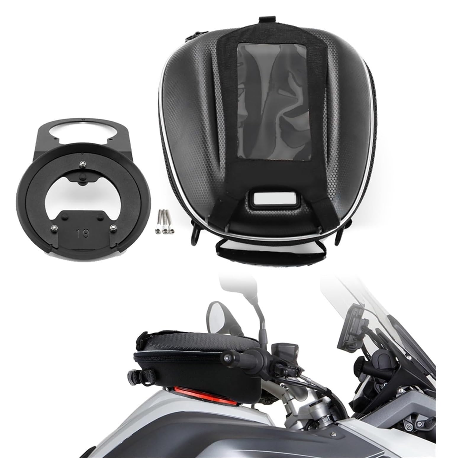 Für CB500X CB 500 X 2019-2023 500X Motorrad wasserdichte Gepäck Navigation Racing Tasche Rucksack Tank Taschen Tanklock Motorrad GPS Navigationshalterung(Bag and Tanklock Set) von BUTUFYTR