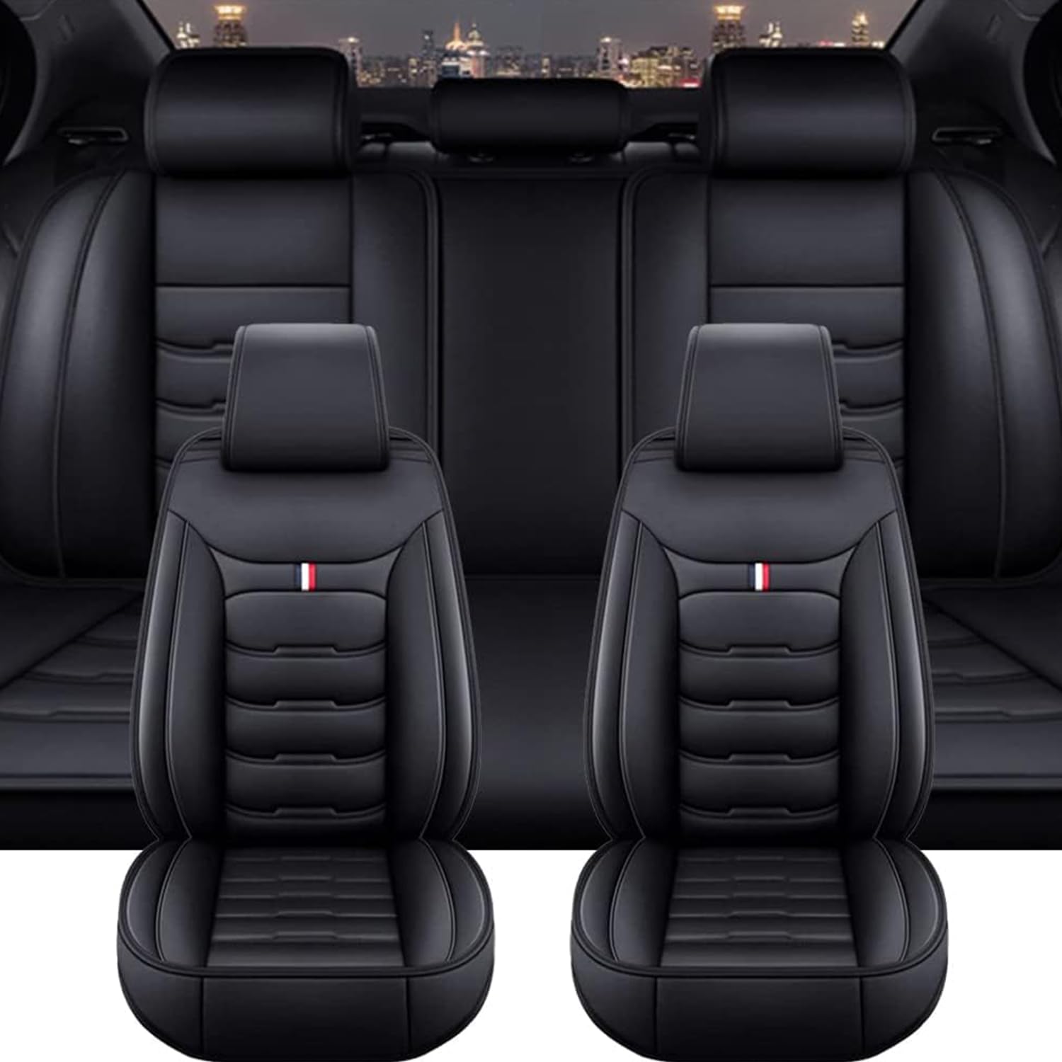 BUULOO Auto-Sitzbezug für VW ID.3 ID3 Pro/S/Pure/Pro Performance Id 32021 2022 2023 2024 2025, 5 Sitzplätze Set Sitzbezug Komplett-Set, wasserdichte Leder,A von BUULOO