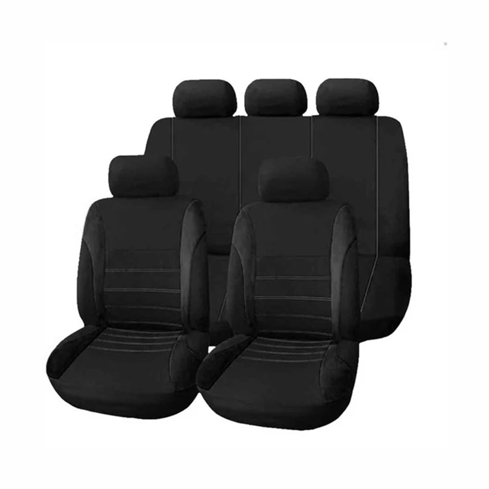 Auto-Schonbezüge 2/4/9 Pcs Universal Auto Sitzbezüge Set Auto Styling Innen Zubehör Autositzschoner(Full Set -Black) von BUUNHI