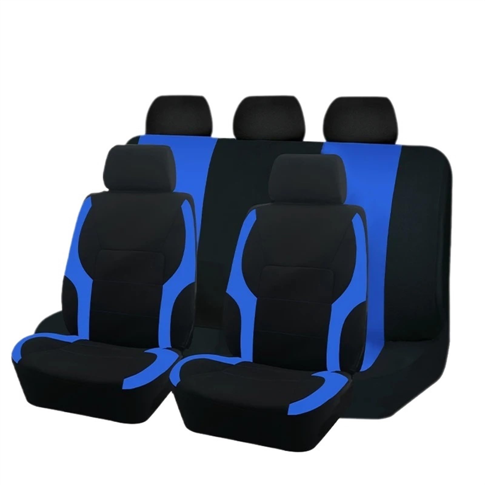 Auto-Schonbezüge Sportliches, universelles Autositzbezug-Set aus Polyester, passend für die meisten Autos, schlichter Stoff, zweifarbig, stilvolles Autozubehör, Sitzschutz Autositzschoner(TypeB Blue 5 von BUUNHI