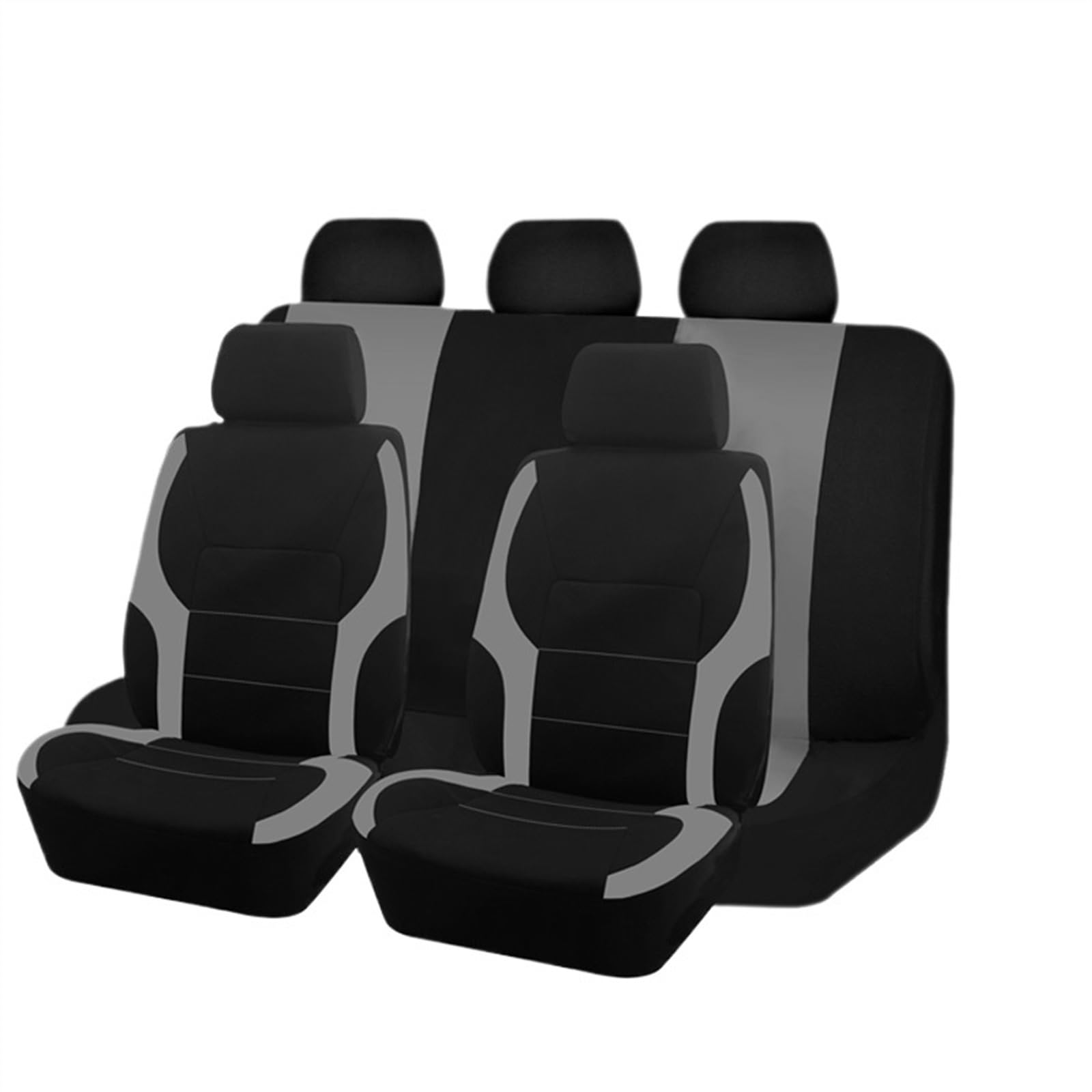 Auto-Schonbezüge Sportliches, universelles Autositzbezug-Set aus Polyester, passend für die meisten Autos, schlichter Stoff, zweifarbig, stilvolles Autozubehör, Sitzschutz Autositzschoner(TypeB Grey 5 von BUUNHI