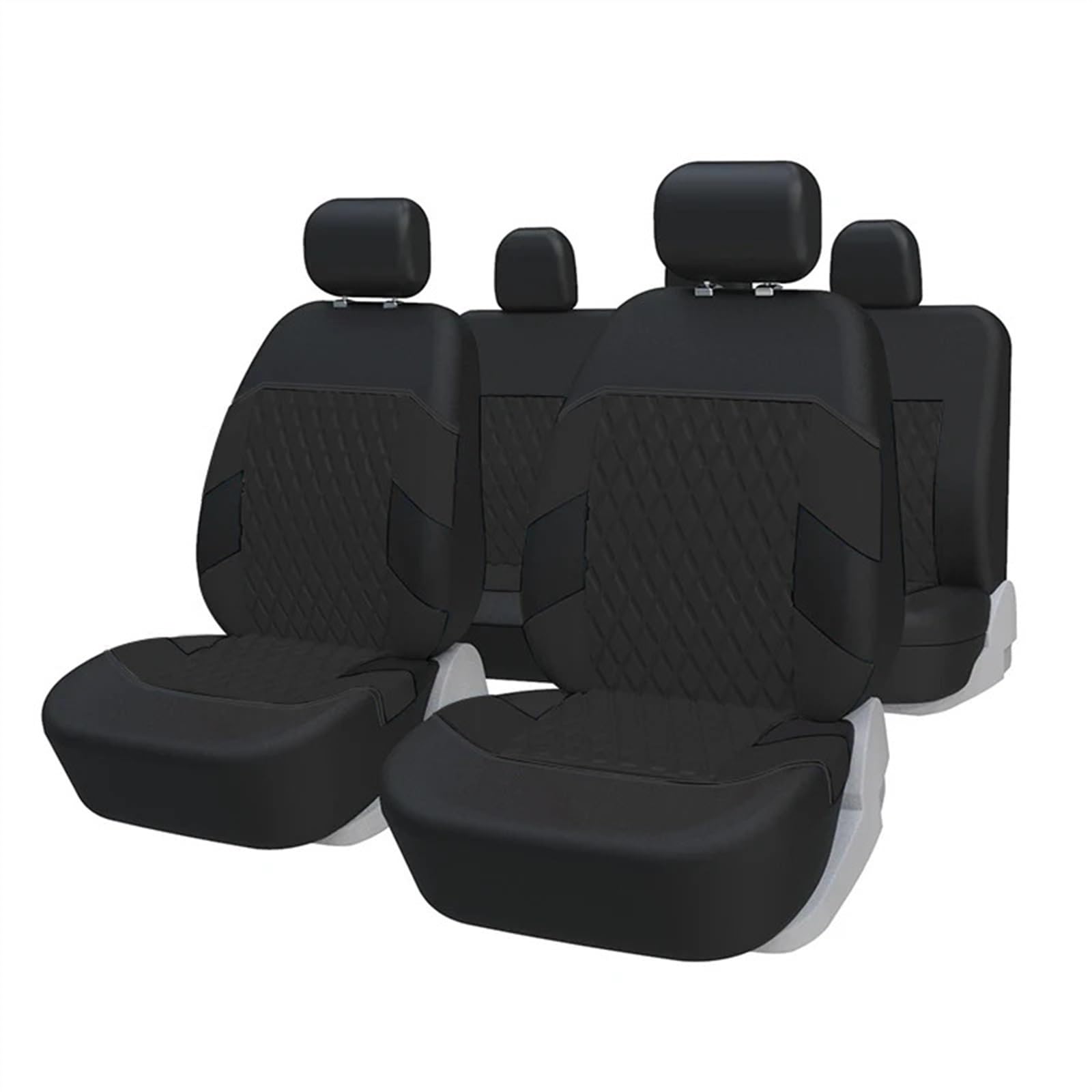 Auto-Schonbezüge Universal Autositzbezüge Polyestergewebe Schutz Airbag Kompatibel 3 Reißverschluss Autositzschoner(Full set Black) von BUUNHI
