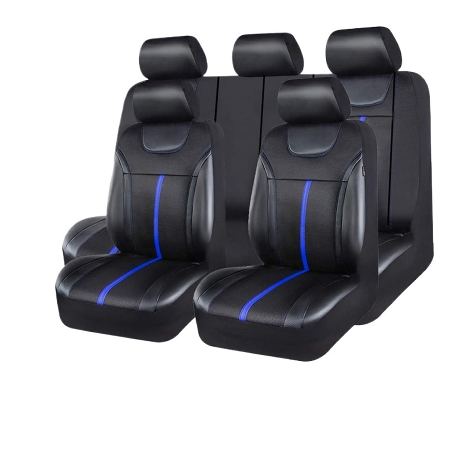Auto-Schonbezüge Universal-Autositzbezug-Set aus PU-Leder und Netzstoff, Autozubehör, Unisex, passend für die meisten Sitzkissen für Autos, SUVs, Vans und Lastwagen Autositzschoner(5 seat Blue) von BUUNHI