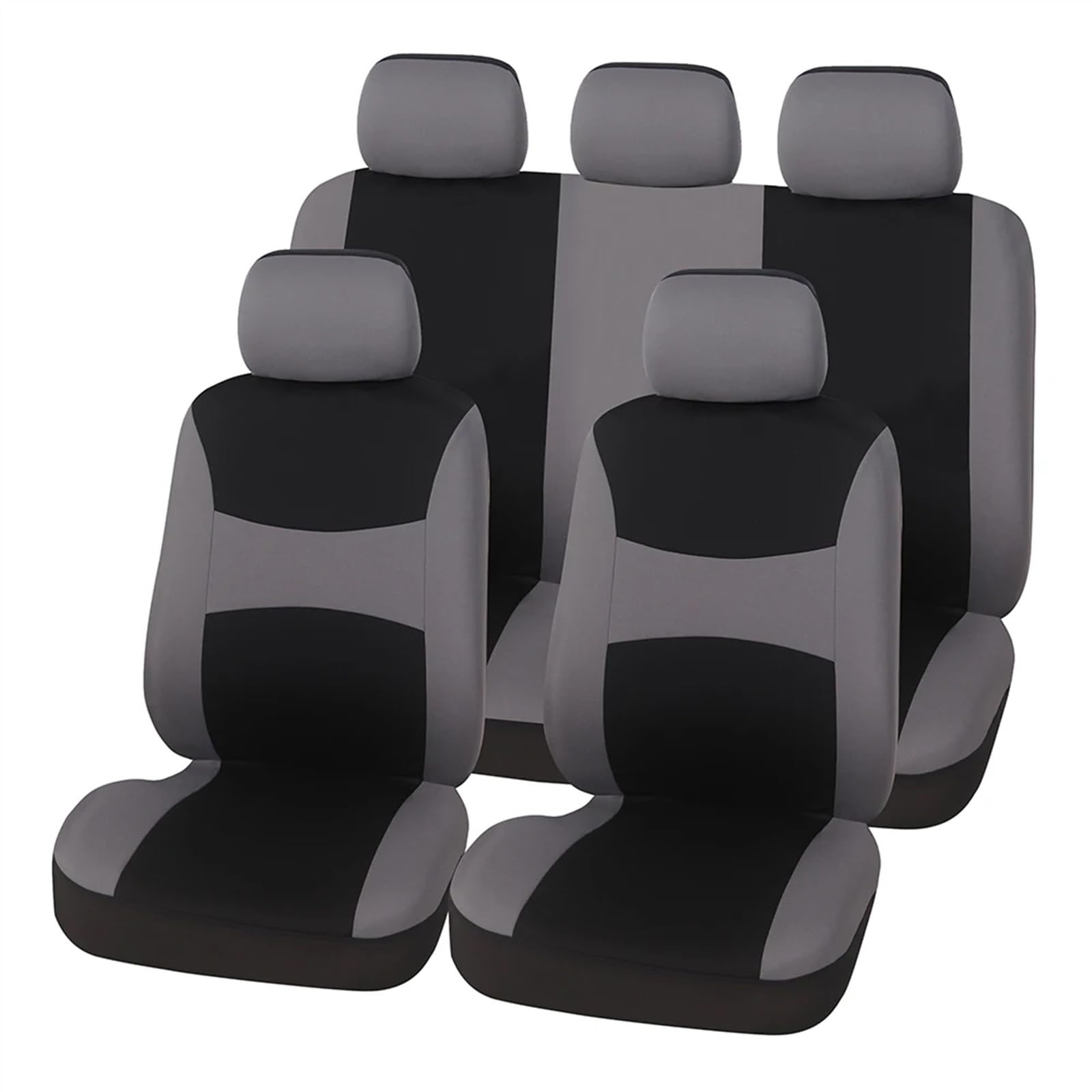 BUUNHI Auto-Schonbezüge Universell passende Autositzbezüge, 9-teiliges Komplettschutzset, Airbag-kompatibel, Schwarz mit Rot Autositzschoner(Gray full set) von BUUNHI