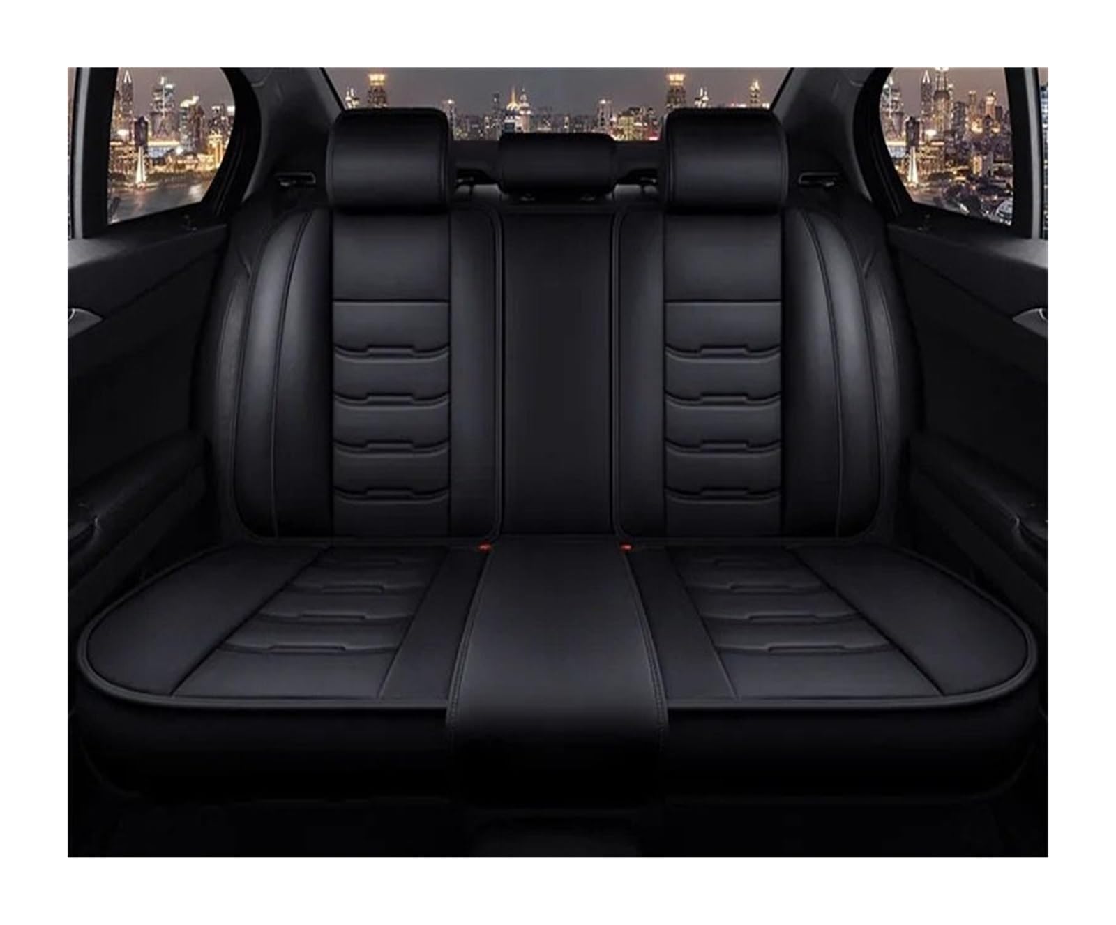 BUUNHI Auto-Schonbezüge Universeller Autositzbezug aus Leder, Autozubehör Autositzschoner(Black Back Row) von BUUNHI