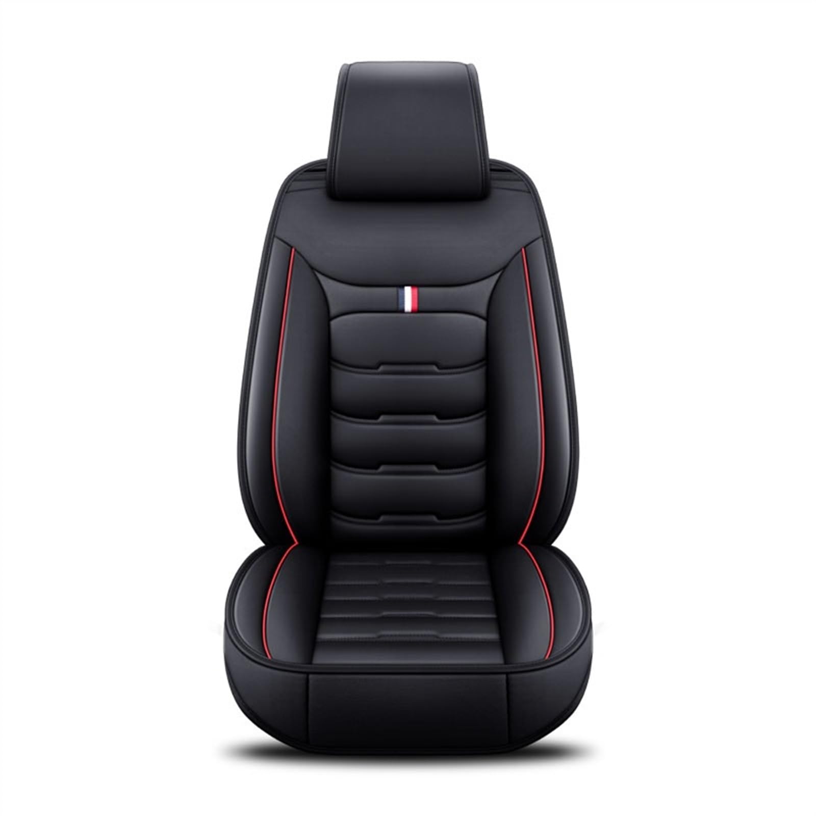 BUUNHI Auto-Schonbezüge Universeller Autositzbezug aus Leder, Autozubehör Autositzschoner(Black Red 1 Seat) von BUUNHI