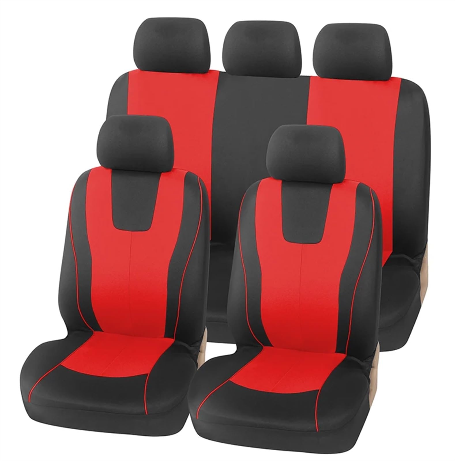 BUUNHI Auto-Schonbezüge Universeller kompletter Autositzbezug-Satz Autositzschoner(Full set red) von BUUNHI