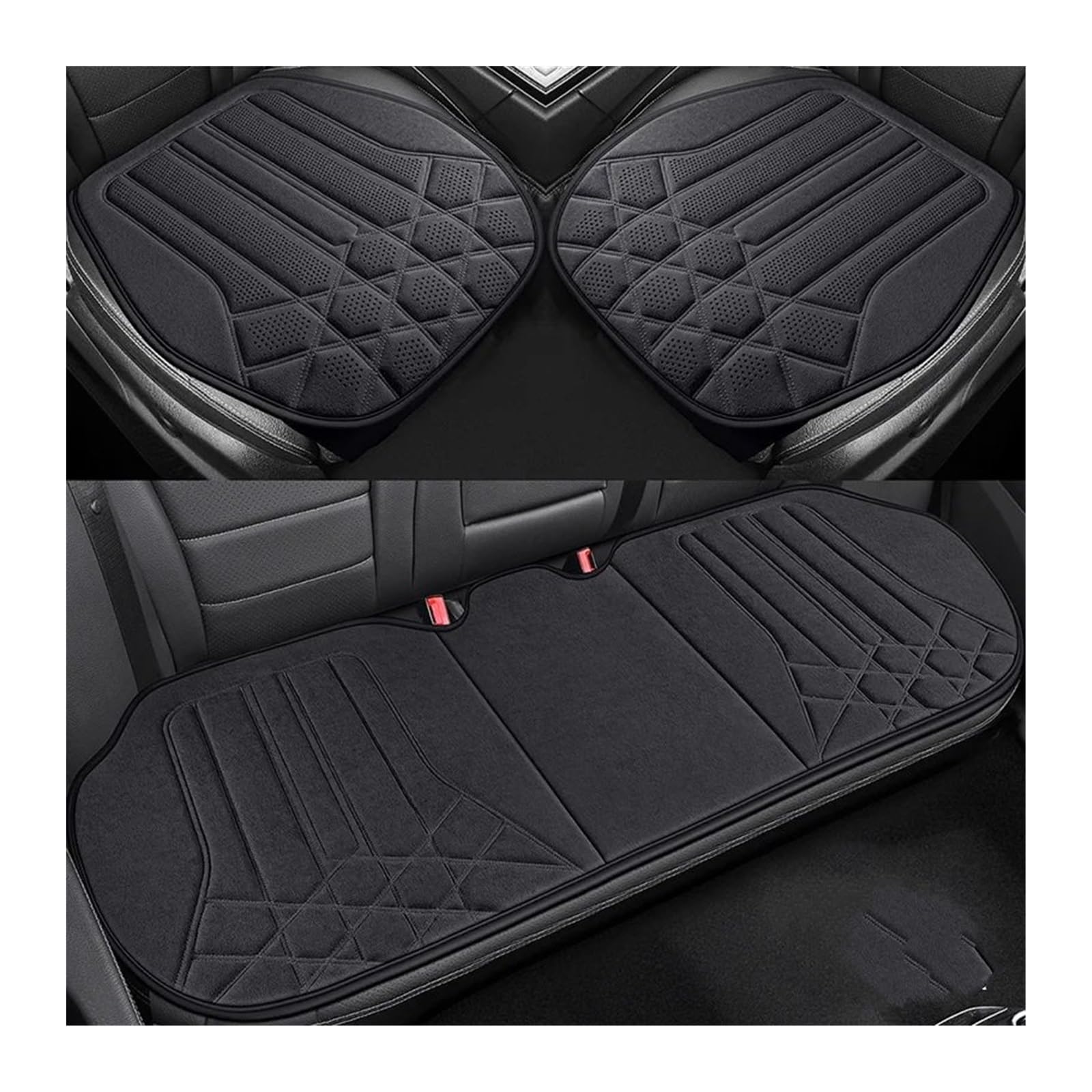 BUUNHI Auto-Schonbezüge Weiches Wildleder-Autositz-Rückenkissen für rutschfeste Sitzbezüge, geeignet für 5-Sitzer-Limousinen, SUV-Sitzmatten-Zubehör Autositzschoner(3pcs deep gray) von BUUNHI