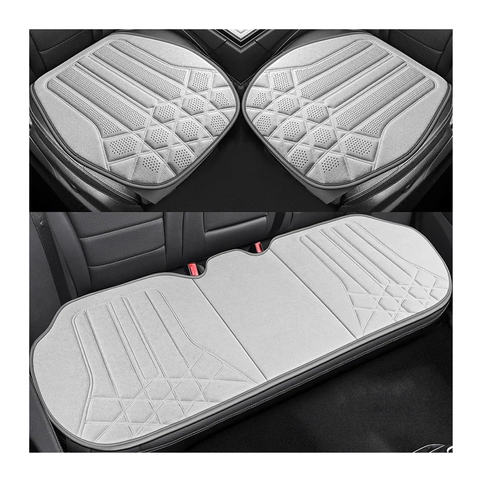 BUUNHI Auto-Schonbezüge Weiches Wildleder-Autositz-Rückenkissen für rutschfeste Sitzbezüge, geeignet für 5-Sitzer-Limousinen, SUV-Sitzmatten-Zubehör Autositzschoner(3pcs white-01) von BUUNHI