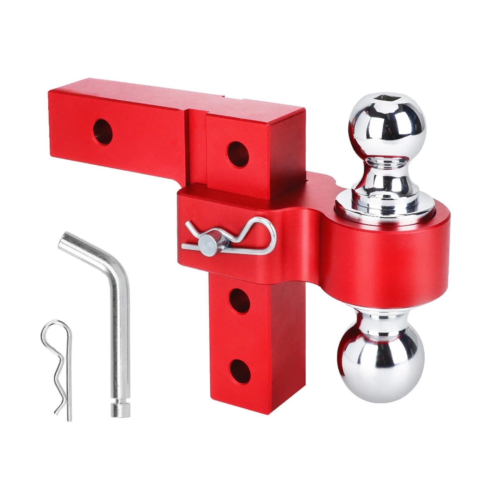 anhängerkupplung Anhänger Haken Chrom Hitch Mit 2 Zoll Ball Abschleppen Heavy Duty Auto Anhängerkupplung RV Teile Camper Caravan Wohnmobil Hitch(RED) von BUUNHI