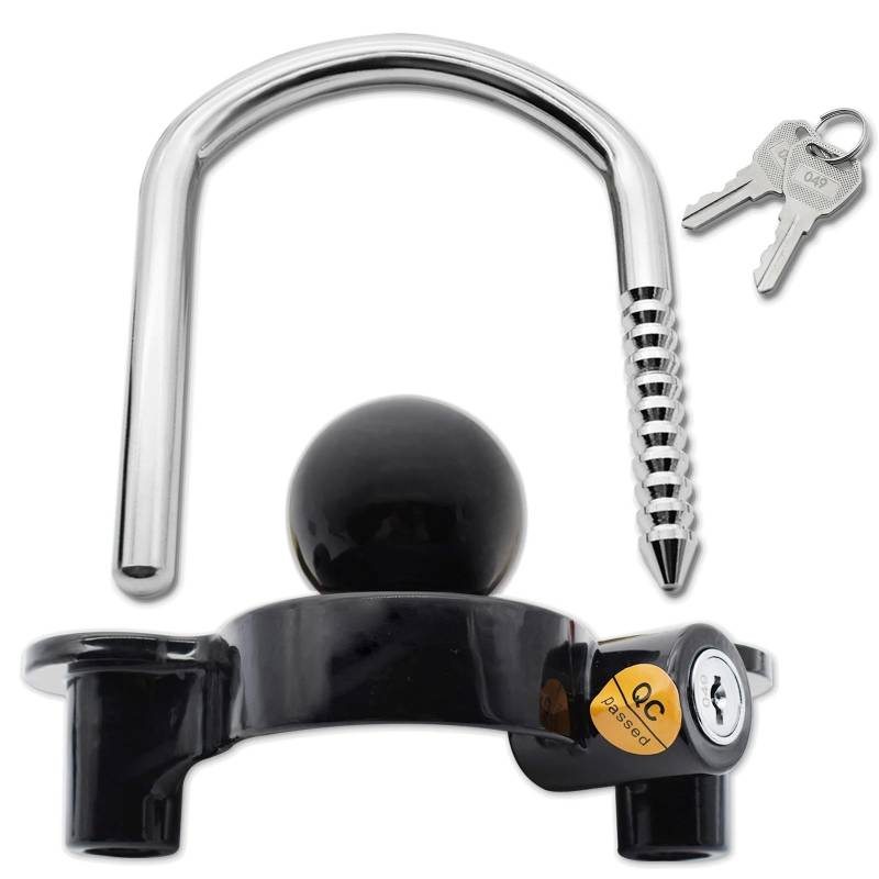 anhängerkupplung Universal Heavy Duty Hitch Lock Caravan Trailer Ball Kupplung Lock Schwarz Sicher Sicherheit Anti-Diebstahl Trailer Lock Anhängerschloss von BUUNHI