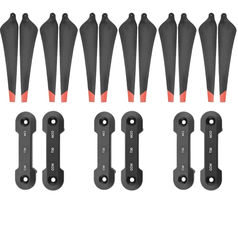 Zubehör Ersatzteile For T30 Propeller 3820s Carbon Faser Nylon Faltbare Propeller Klingen CW und CCW for D T30 Landwirtschaft Drone Paddel Zubehör für Drohnen(12pcs with clamp) von BUYFKG