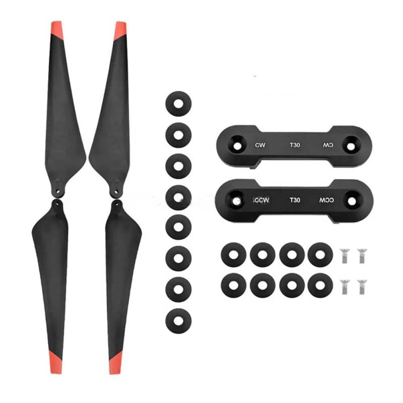 Zubehör Ersatzteile For T30 propeller 3820 Carbon Propeller CW CCW for D Agras T30 Paddle Clamp Clip Gummis Schwarz Weiß für Drohnen(A kit) von BUYFKG