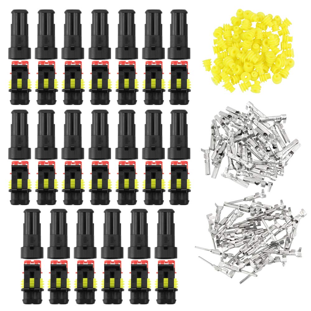 BUZIFU 20 Sets wasserdichter Stecker, 2-poliger elektrischer Terminal-Drahtverbinder IP67 AMP PA66 Nylon 12 V 1,5 mm Auto Elektrischer Stecker Stecker Terminal Stecker Netzstecker für Auto Motorrad von BUZIFU