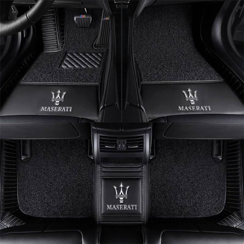 Maßgeschneiderte Modelle Auto Fußmatten für Maserati 3200 GT, Vollständig Abdeckender Teppichsatz für Die Vordere und Hintere Reihe, Doppellagige Abnehmbare Schutzmatte,-Black- von BUniq