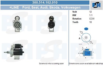 Bv Psh Anlasser [Hersteller-Nr. 300.514.102.010] für Audi, Seat, Skoda, VW von BV PSH