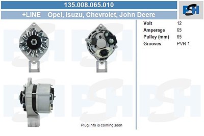 Bv Psh Generator [Hersteller-Nr. 135.008.065.010] für Opel von BV PSH