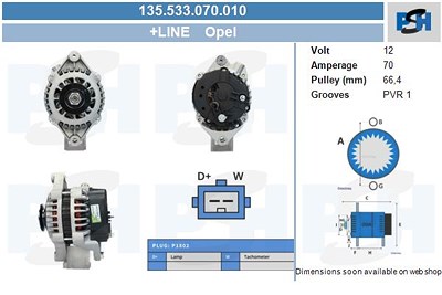 Bv Psh Generator [Hersteller-Nr. 135.533.070.010] für Opel von BV PSH