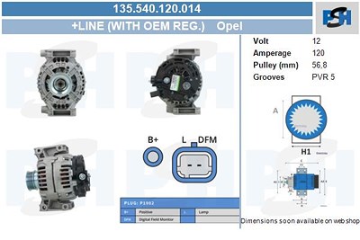 Bv Psh Generator [Hersteller-Nr. 135.540.120.014] für Opel von BV PSH