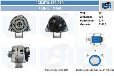 Bv Psh Generator [Hersteller-Nr. 135.579.120.010] für Opel von BV PSH