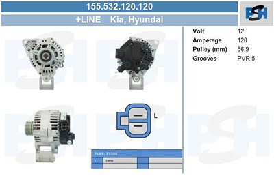 Bv Psh Generator [Hersteller-Nr. 155.532.120.120] für Hyundai, Kia von BV PSH