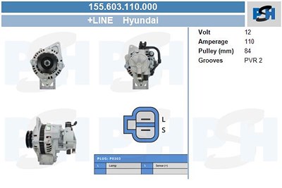 Bv Psh Generator [Hersteller-Nr. 155.603.110.000] für Hyundai von BV PSH