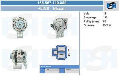 Bv Psh Generator [Hersteller-Nr. 165.567.110.080] für Infiniti, Nissan von BV PSH