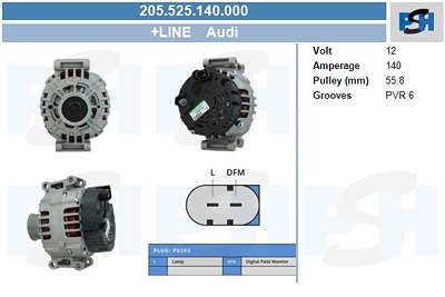 Bv Psh Generator [Hersteller-Nr. 205.525.140.000] für Audi, Seat, Skoda, VW von BV PSH