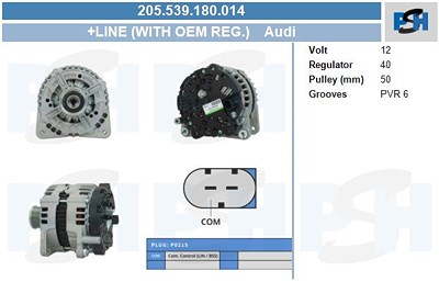 Bv Psh Generator [Hersteller-Nr. 205.539.180.014] für Audi, VW von BV PSH