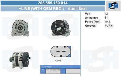 Bv Psh Generator [Hersteller-Nr. 205.555.150.014] für Seat, Audi von BV PSH