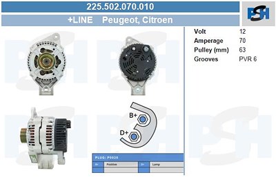 Bv Psh Generator [Hersteller-Nr. 225.502.070.010] für Citroën, Fiat, Peugeot von BV PSH