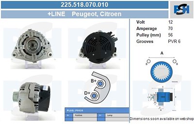 Bv Psh Generator [Hersteller-Nr. 225.518.070.010] für Citroën, Fiat, Lancia, Peugeot von BV PSH