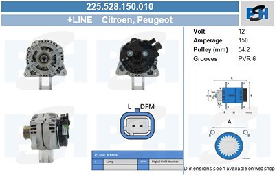 Bv Psh Generator [Hersteller-Nr. 225.528.150.010] für Citroën, Fiat, Lancia, Peugeot, Suzuki von BV PSH