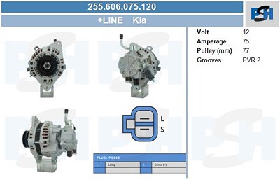 Bv Psh Generator [Hersteller-Nr. 255.606.075.120] für Hyundai, Kia von BV PSH