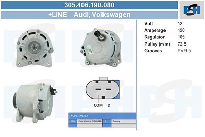 Bv Psh Generator [Hersteller-Nr. 305.406.190.080] für Audi von BV PSH